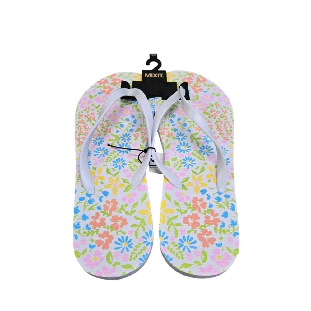 MIXIT Womens  11/12 Flip Flops Sandals Spring Floral Comfort Summer Beach Pool